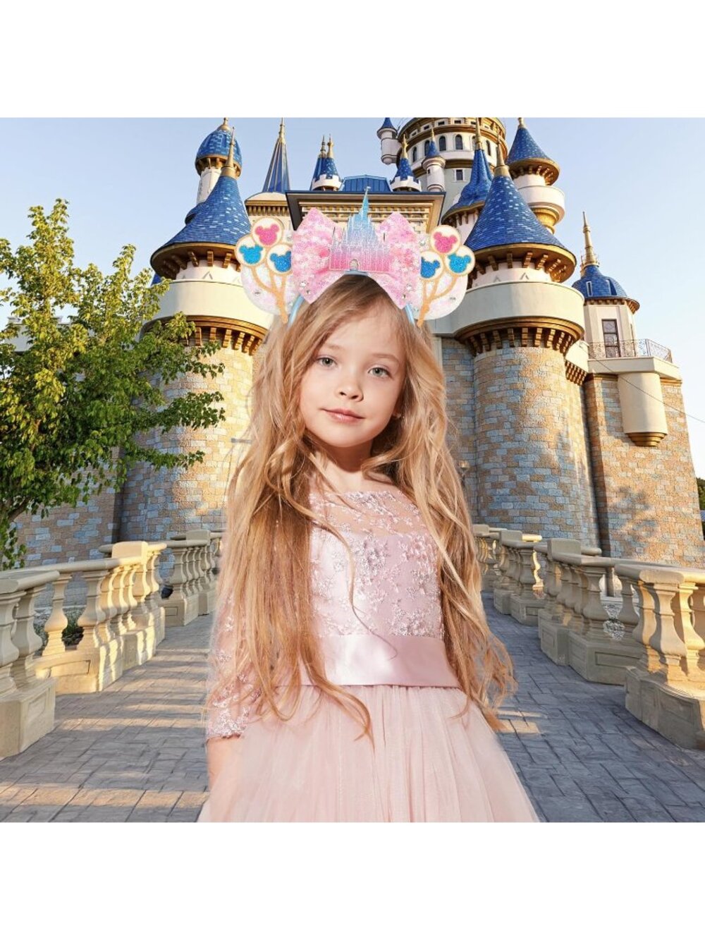 Kids Girls Castle Pink Mickey Mouse Costume Hair Headband for Cosplay - Picture 7 of 7